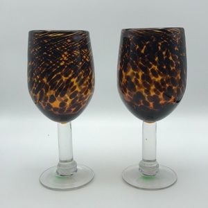 Turtle Cheetah Print Wine Glasses Large